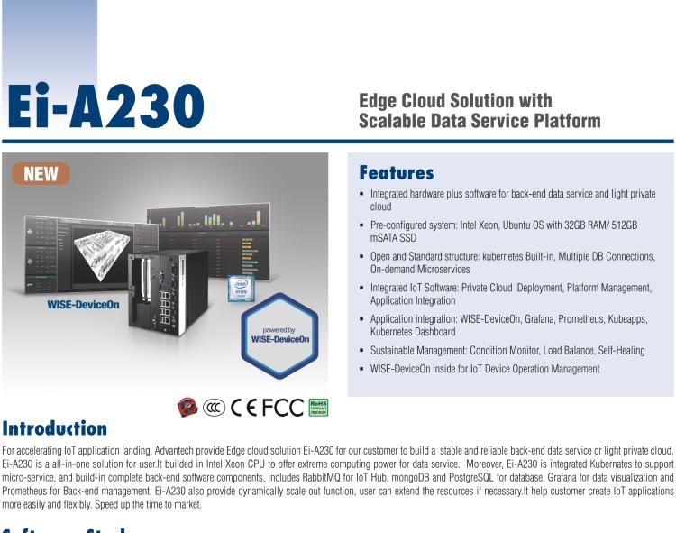 研華EI-A230 研華 EI-A230，邊緣計(jì)算系統(tǒng)服務(wù)器，搭載Intel Xeon E3-1275 V6 CPU，32GB RAM，512GB mSATA SSD，1T HDD *2，預(yù)裝Ubuntu 16.04操作系統(tǒng)。
