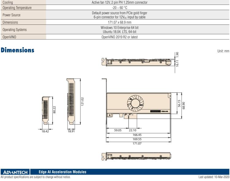 研華VEGA-340 基于Intel Movidius? Myriad? X VPU，PCIe x4 Edge AI 模塊，VPU*4 or VPU*8