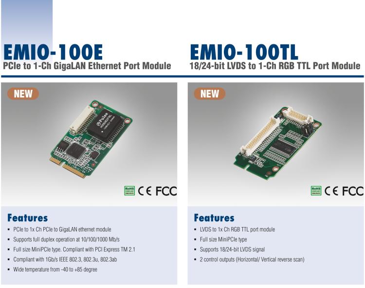 研華EMIO-100E GigaLAN 以太網(wǎng)模塊、1-Ch、PCIe I/F