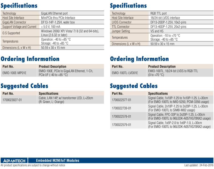 研華EMIO-100TL 1 路，18/24-bit LVDS 轉(zhuǎn) RGB TTL 模塊