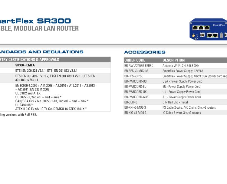 研華BB-SR30000120-SWH SmartFlex、LTE 路由器、5E、USB、2I/O、SD、SL、SWH