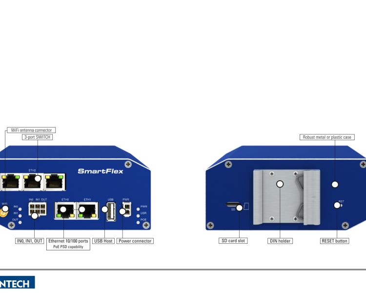 研華BB-SR30000120-SWH SmartFlex、LTE 路由器、5E、USB、2I/O、SD、SL、SWH