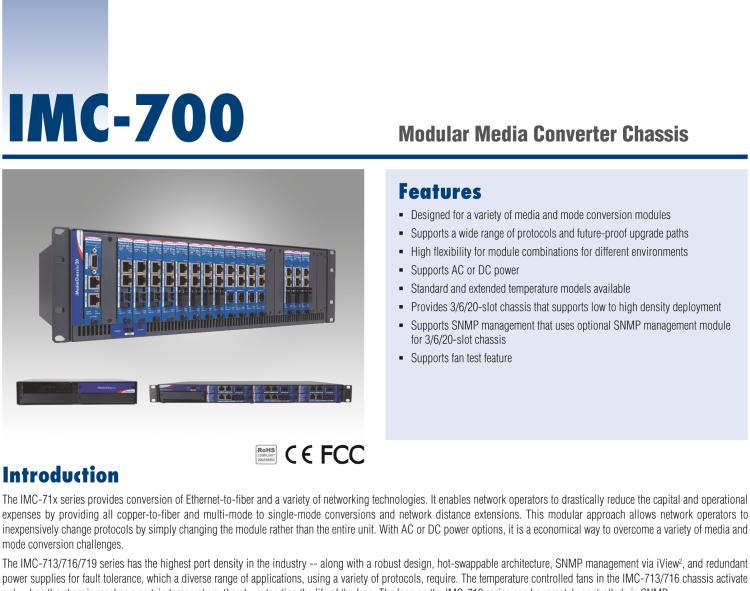 研華IMC-719-2AC 智能模塊化20插槽光電轉(zhuǎn)換器專用機箱，2交流電源，不帶電源線