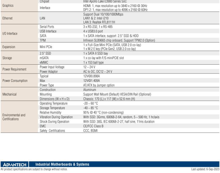 研華EPC-U2217 Intel Atom第六代Apollo Lake無風(fēng)扇嵌入式工控機(jī)，3LAN，板載eMMC，CANBUS