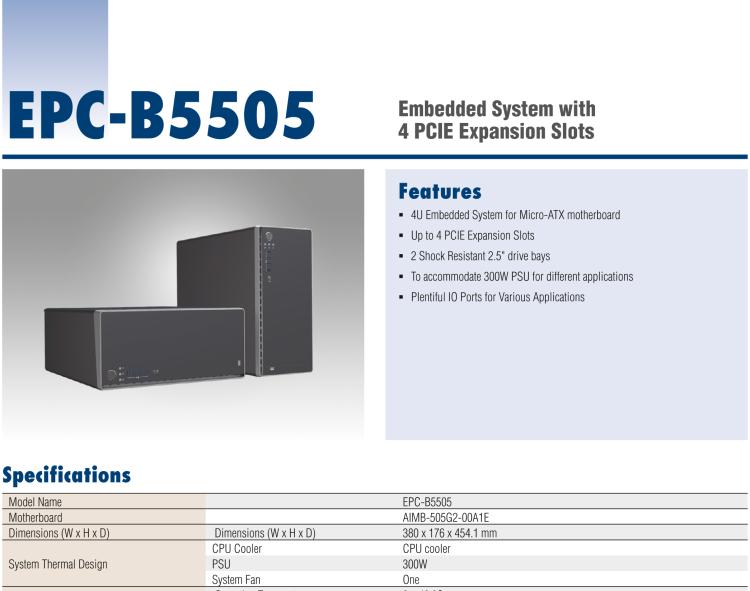 研華EPC-B5505 適配Intel? 第6/7代 Core ? i/Xeon E3系列處理器，搭載H110芯片組。標(biāo)準(zhǔn)4U上架，廣泛適用于各種行業(yè)。