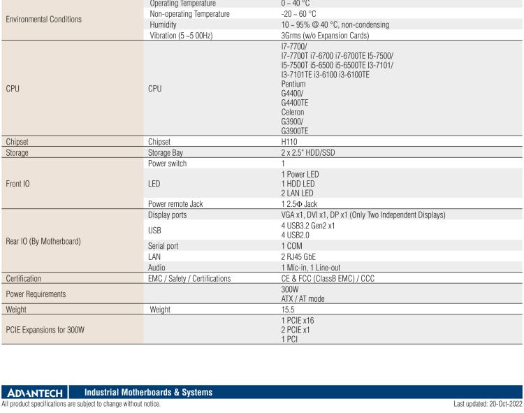 研華EPC-B5505 適配Intel? 第6/7代 Core ? i/Xeon E3系列處理器，搭載H110芯片組。標(biāo)準(zhǔn)4U上架，廣泛適用于各種行業(yè)。