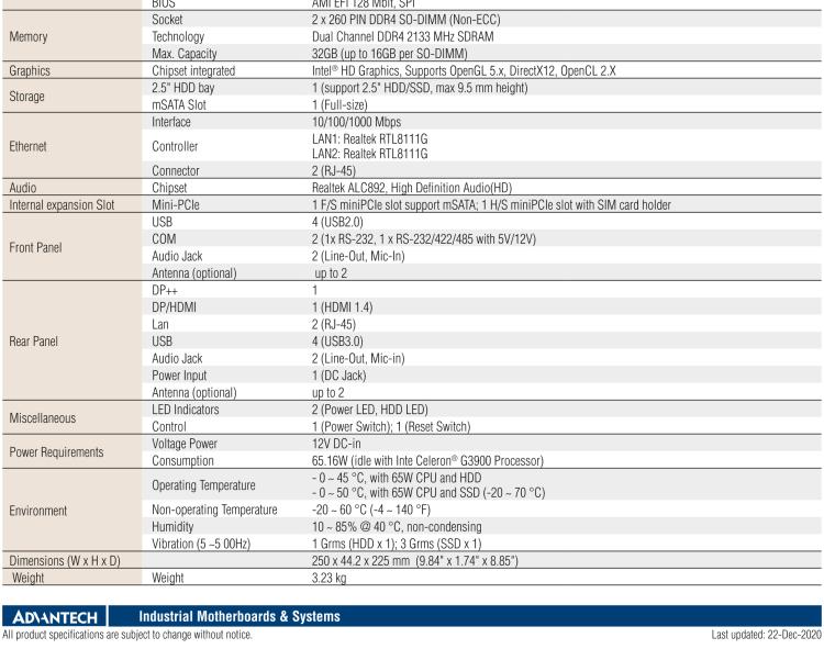研華EPC-T2285 適配Intel? 第6/7代 Core? i 系列處理器，搭載H110芯片組。1U超薄高度，性能強(qiáng)勁。