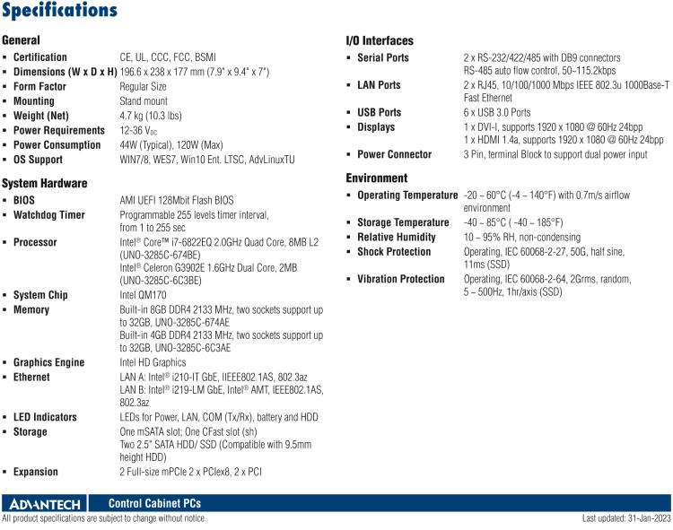 研華UNO-3285C 搭配Intel? Core?處理器，4×PCI(e) 擴(kuò)展槽，2 x GbE, 2 x mPCIe, HDMI, DVI-I