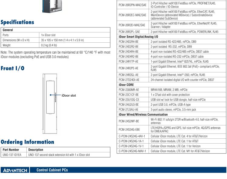 研華UNO-137 DIN導軌控制器，配備Intel?Atom?E3940 CPU、2個LAN、2個COM、3個USB 3.0、1個USB 2.0、2個DP 1.2、8個DI、8個DO、1個M.2、1個mPCIe、TPM 2.0