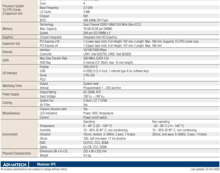研華AiMC-3200 智能微型工控機，Intel Core i7/i5/i3 CPU,2 擴展槽，250W 80 Plus PSU