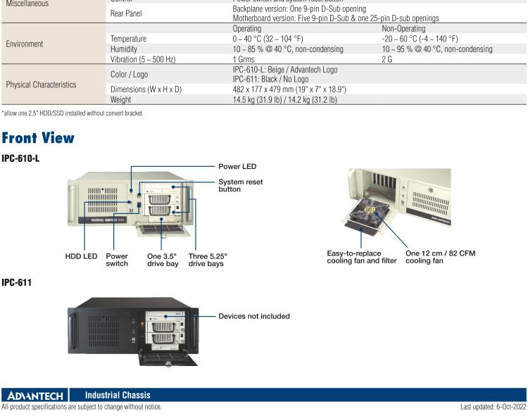 研華IPC-610-L 4U 15槽上架式機(jī)箱，支持前部可訪問風(fēng)扇