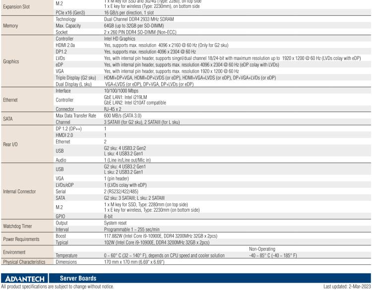 研華AIMB-277 適配Intel? 第10代 Core? i 系列處理器，搭載Q470E芯片組。性能強(qiáng)勁，適用于高端應(yīng)用領(lǐng)域。