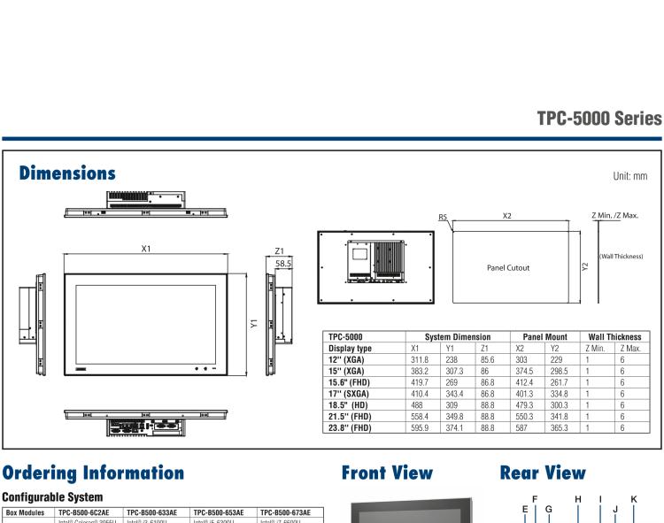 研華TPC-5172T 模組化17寸SXGA 液晶顯示器多點觸控工業(yè)平板電腦， 搭配英特爾?第六代酷睿?i3-6100U處理器