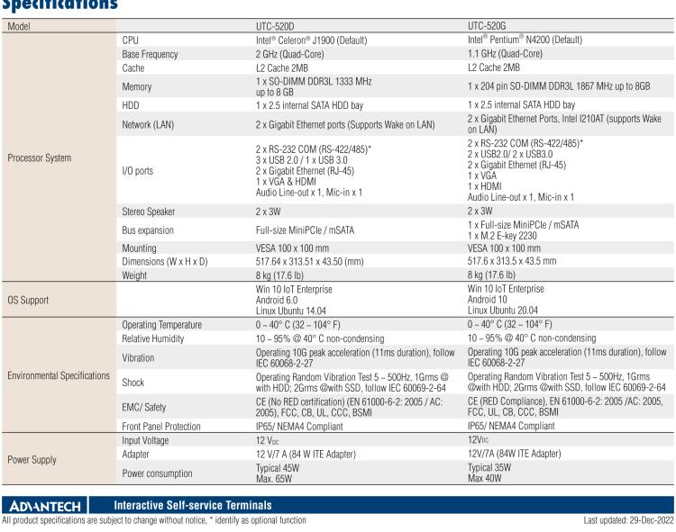 研華UTC-520D 21.5" 多功能觸控一體機(jī)，內(nèi)置AMD?G系列T40E，可附接豐富的外圍設(shè)備