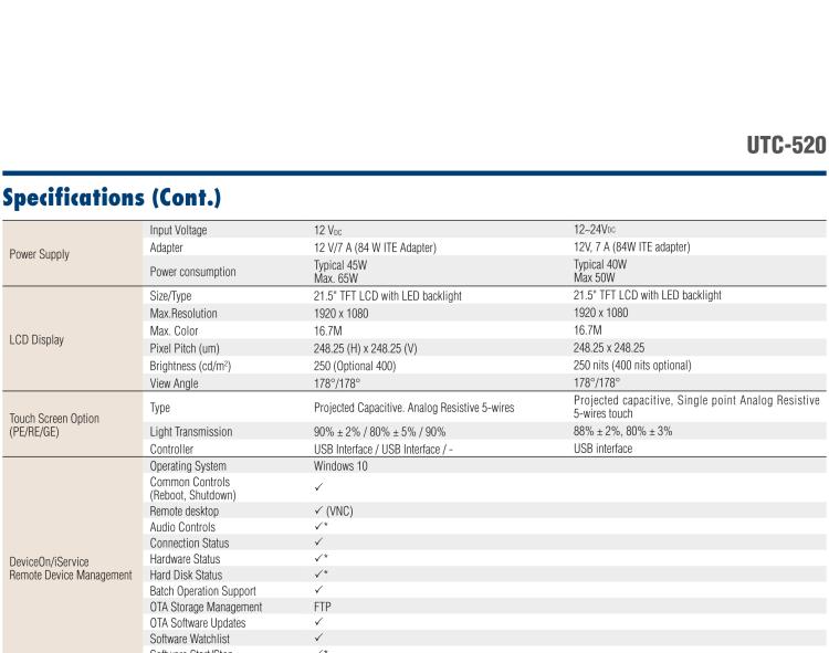 研華UTC-520F 21.5" 多功能觸控一體機，內(nèi)置Intel? Skylake Core? i5-6300U處理器