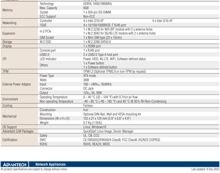 研華FWA-T011 基于Intel? Celeron? N3350/J3455 入門級SD-WAN，安全網(wǎng)關(guān)微型網(wǎng)絡(luò)應(yīng)用平臺