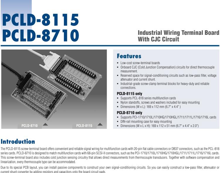 研華PCLD-8115 DB-37接線(xiàn)端子，支持CJC電路