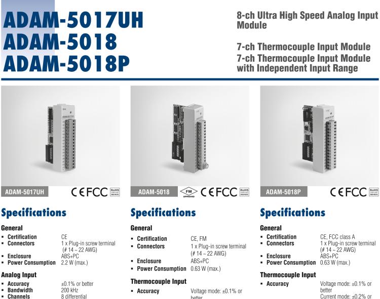 研華ADAM-5018P 7通道熱電偶輸入模塊，具獨立輸入范圍