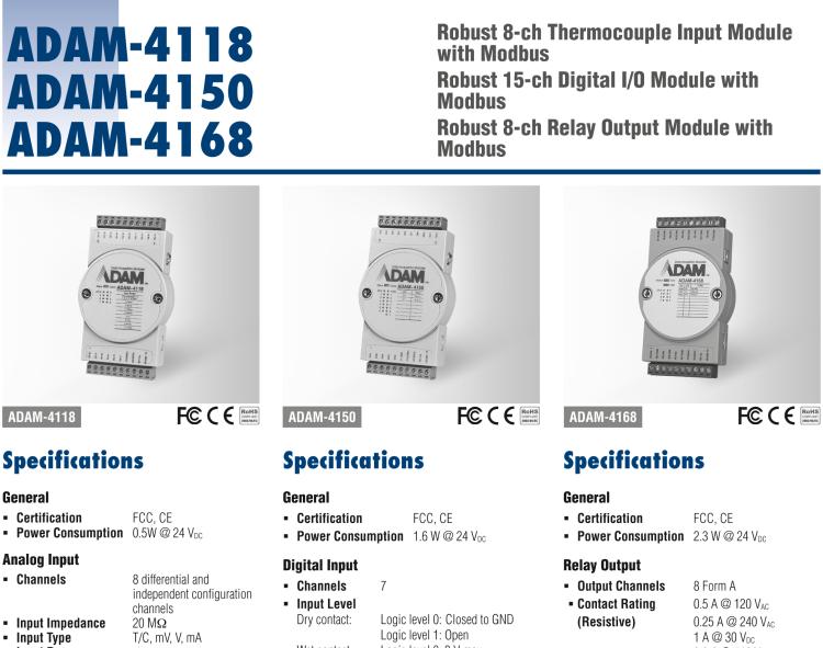 研華ADAM-4118 堅(jiān)固型8路熱電偶輸入模塊，帶Modbus