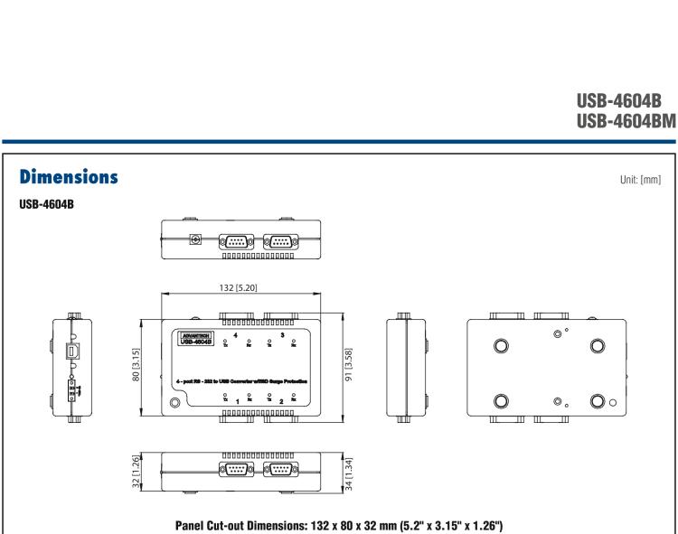 研華USB-4604BM USB轉(zhuǎn)4端口RS-232/422/485 轉(zhuǎn)換器，帶浪涌保護(hù)