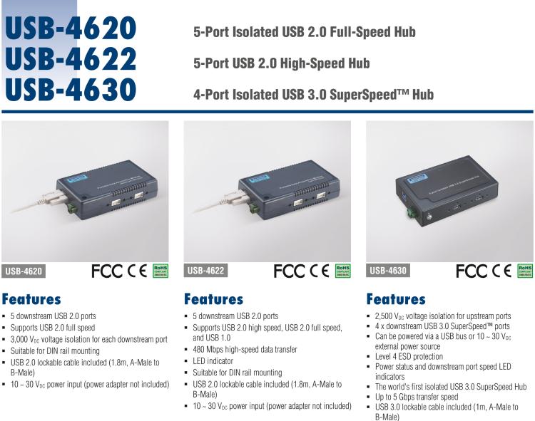 研華USB-4620 ULI-415C 電路模塊，5端口隔離USB2.0集線器