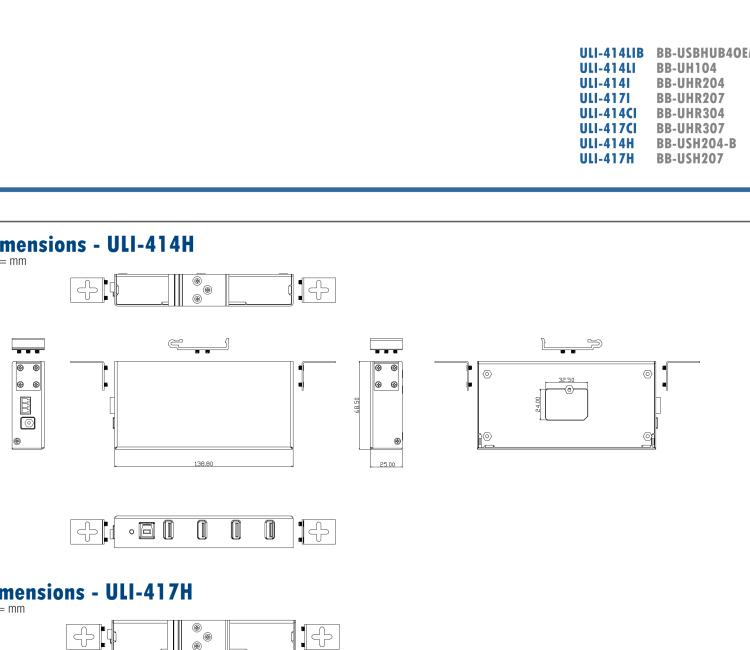 研華BB-USBHUB4OEM ULI-414LIB-工業(yè)USB 2.0集線器，4端口，高穩(wěn)固力連接器
