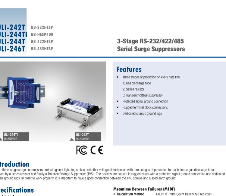 研華BB-232HESP ULI-242T RS-232（接線(xiàn)端子）高性能浪涌保護(hù)器
