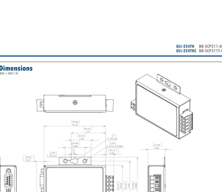 研華BB-485BAT3 ULI-224TB RS-232（DB9母頭至RS-422/485（接線端子）轉(zhuǎn)換器，電池供電