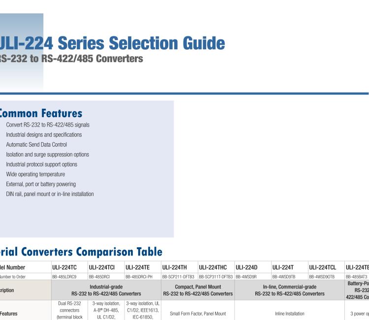 研華BB-485BAT3 ULI-224TB RS-232（DB9母頭至RS-422/485（接線端子）轉(zhuǎn)換器，電池供電